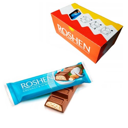 Roshen szelet tejcsokoládé kókuszos és mandulás - 29 g