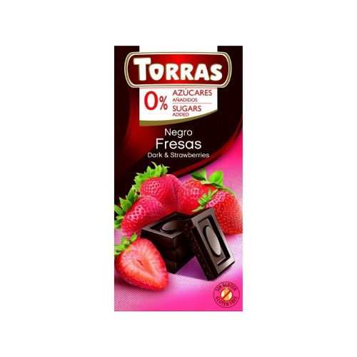 Torras táblás epres étcsokoládé hozzáadott cukor nélkül - 75g