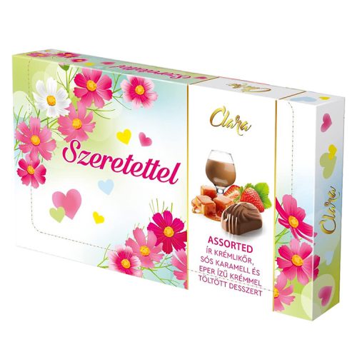 Clara SZERETETTEL ASSORTED ír likőr&sóskar.&eper krém tölt.dessz. -125g