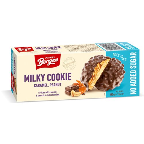 Bergen Milky Cookie karamellás mogyorós keksz HCN - 100g